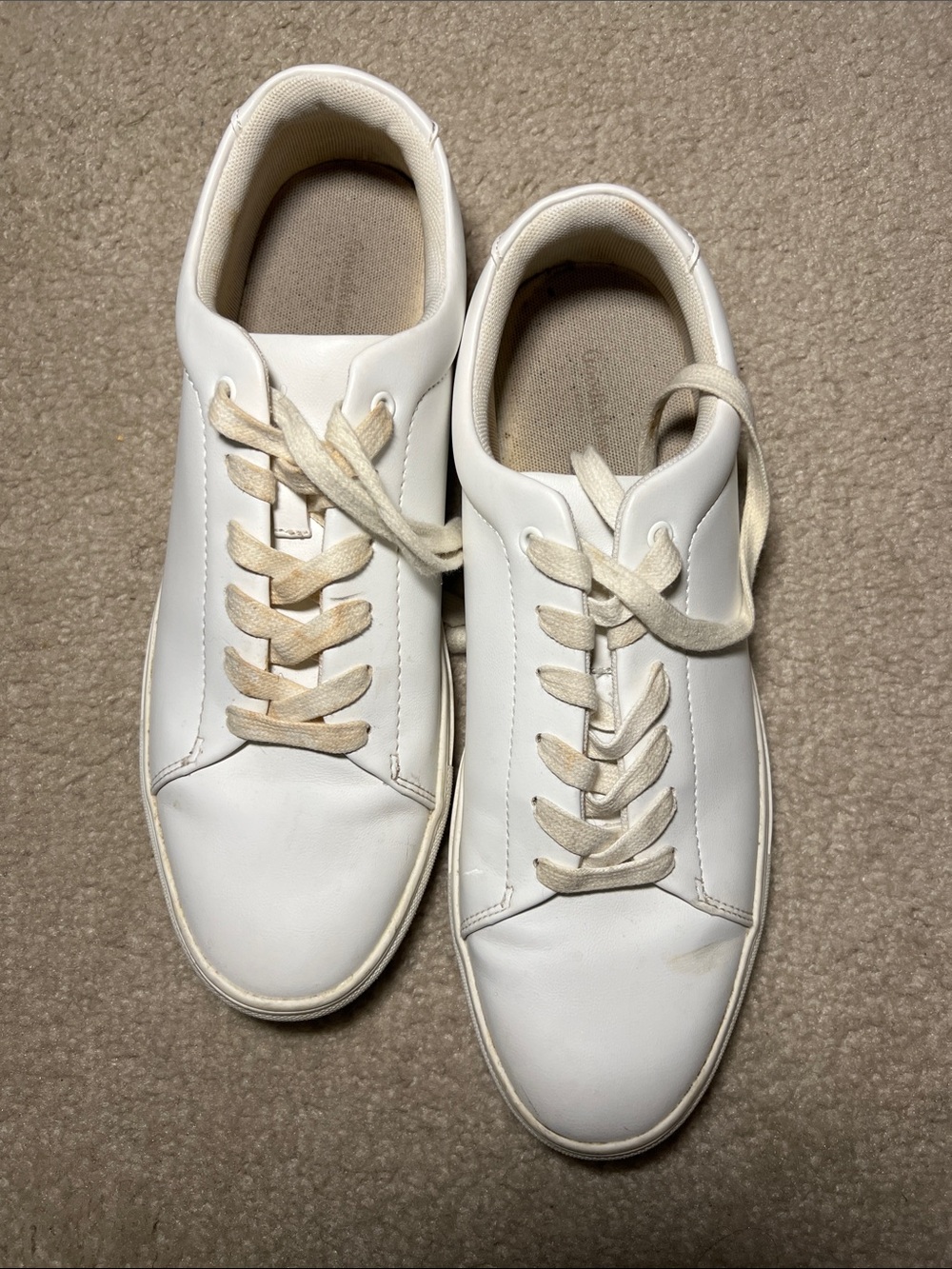Goodfellow & Co White Low-Top Sneakers with Cream Laces